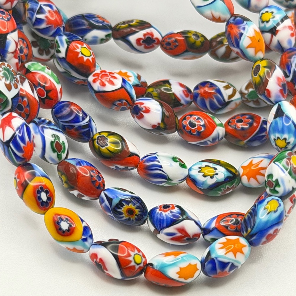 Vintage Murano Millefiori Glass Multi-Strand Bracelet 925 Sterling Silver Clasp - Picture 5 of 16